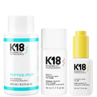 K18 Bundles Trio: Biomimetic Peptide Prep Detox Shampoo 250ml, Repair Hair Mask 50ml & Molecular Repair Hair Oil 30ml