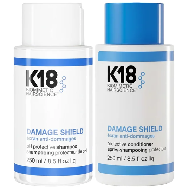 K18 Duo: K18 Biomimetic Hairscience Damage Shield Shampoo 250ml & Conditioner 250ml