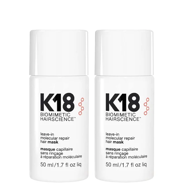 K18 Bundles Biomimetic Hairscience Leave-In Molecular Repair Hair Mask 50ml x2