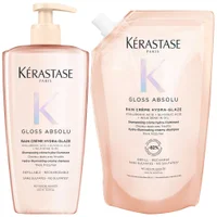 Kérastase Duo: Gloss Absolu Bain Crème Hydra-Glaze Shampoo 500ml & 500ml Refill