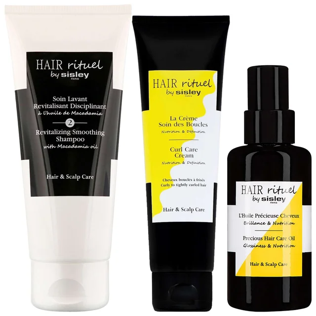 Hair Rituel by Sisley Trio: Curl Care Cream 150ml, Precious Hair Oil 100ml & Revitalizing Shampoo With Macadamia Oil 200ml