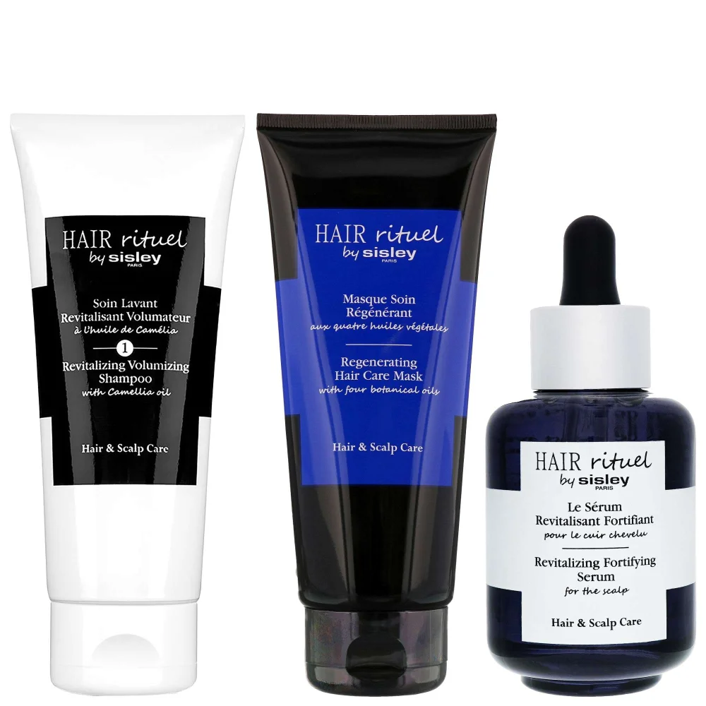 Hair Rituel by Sisley Trio: Volumizing Shampoo With Camellia Oil 200ml, Regenerating Hair Mask 200ml & Fortifying Serum 60ml Image 1