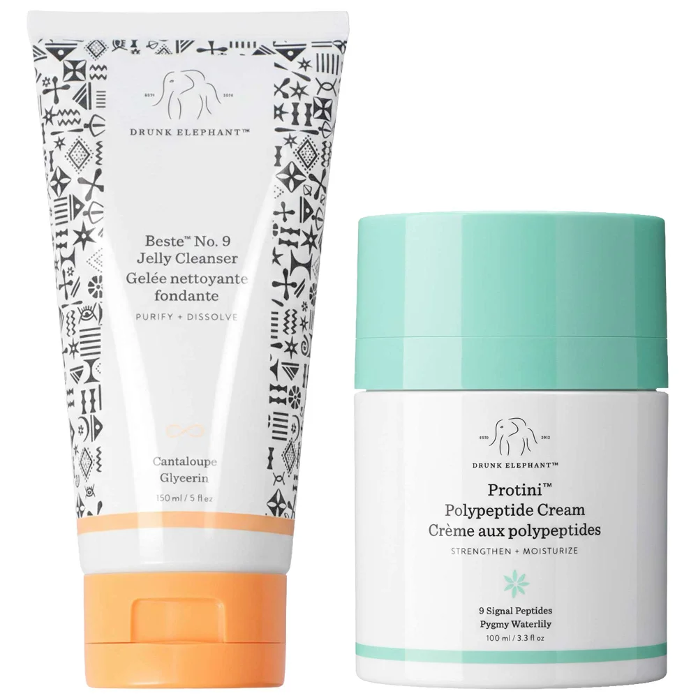 Drunk Elephant Duo: Beste No. 9 Jelly Cleanser PH 5.5 150ml & Protini Polypeptide Firming Refillable Moisturiser 100ml Image 1
