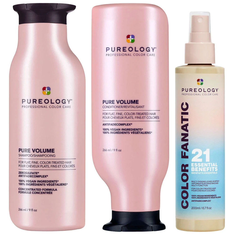 Pureology Trio: Color Fanatic Multi-Tasking Leave-In Spray 200ml, Pure Volume Shampoo 266ml & Pure Volume Conditioner 266ml Image 1
