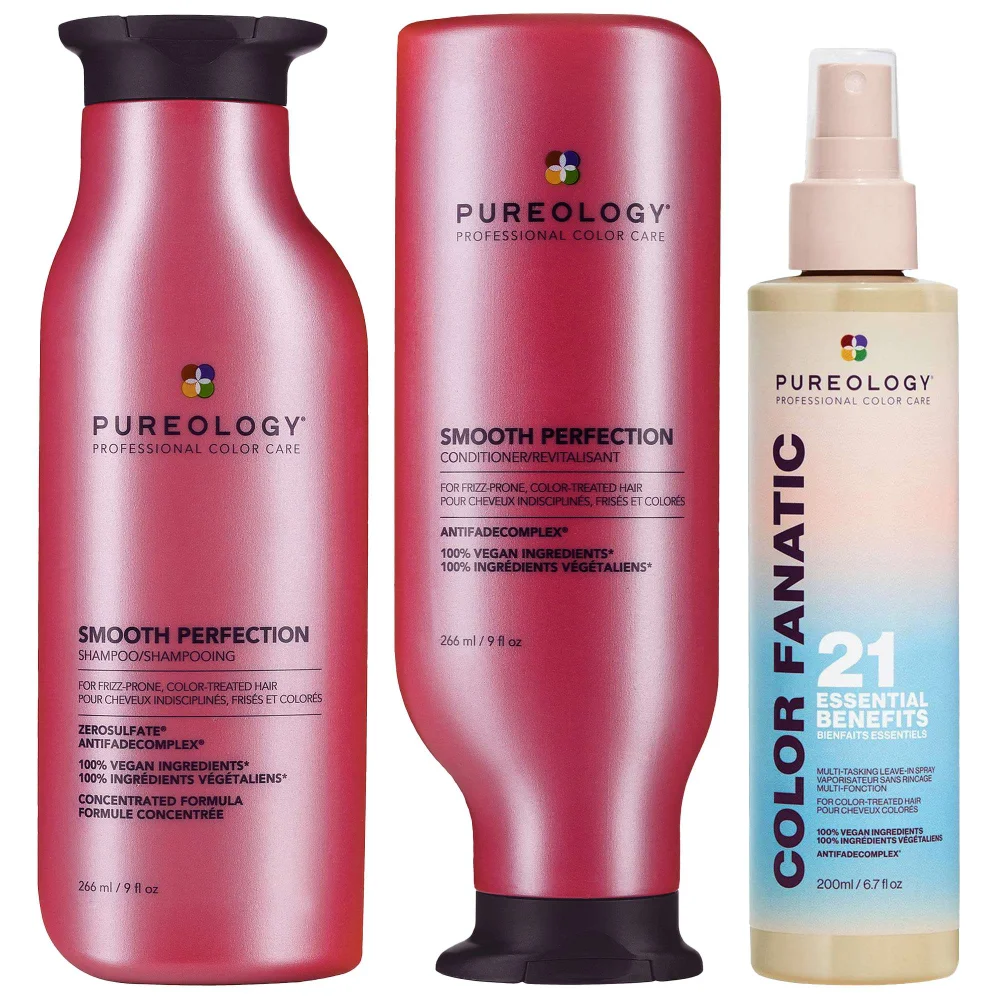 Pureology Trio: Color Fanatic Multi-Tasking Leave-In Spray 200ml, Smooth Perfection Conditioner 266ml & Shampoo 266ml Image 1
