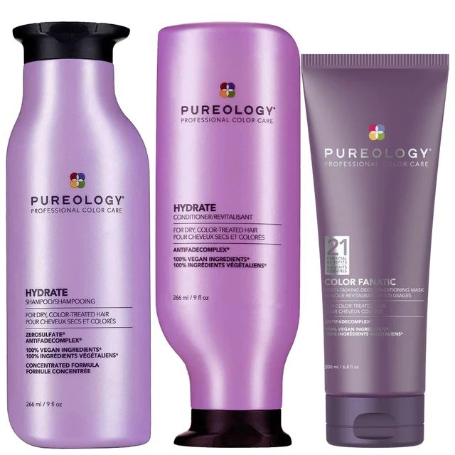Pureology Trio: Hydrate Shampoo 266ml, Hydrate Moisturising Conditioner 266ml & Color Fanatic Conditioning Mask 200ml