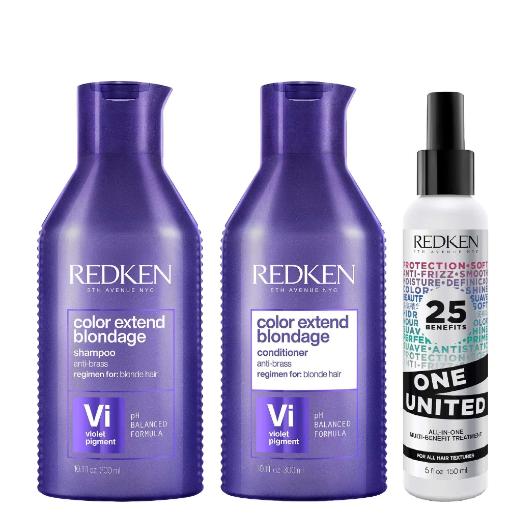 Redken Trio: Color Extend Blondage Shampoo 300ml, Conditioner 250ml & All-In-One Multi-Benefit Treatment 150ml Image 1