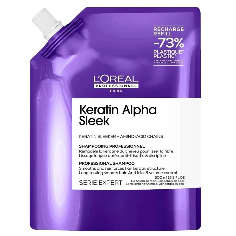 L'Oréal Professionnel Keratin Alpha Sleek Anti Frizz & Smoothing Shampoo Refill 500ml Image 1