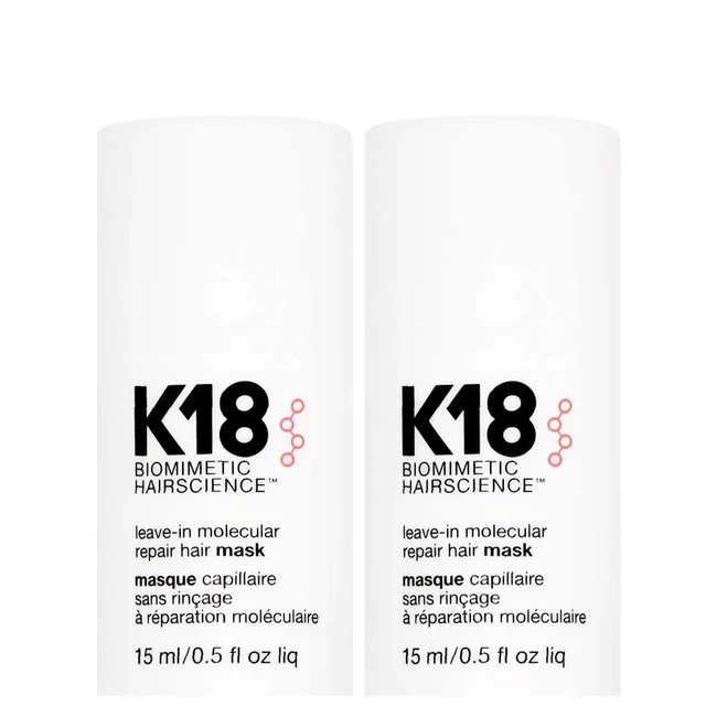 K18 Duo: Biomimetic Hairscience Leave-In Molecular Repair Hair Mask 15ml x 2